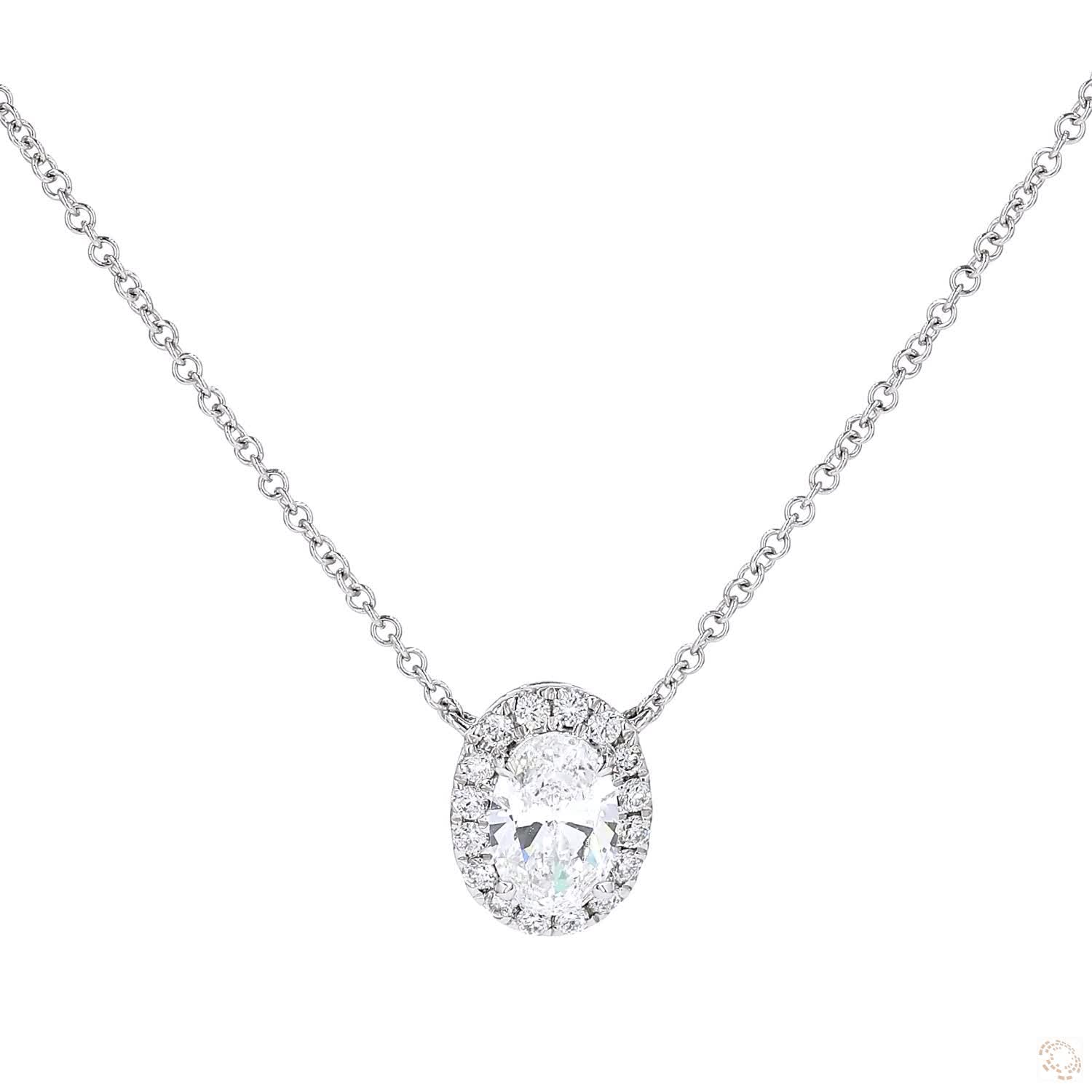 Oval Shape Diamond Halo Pendant