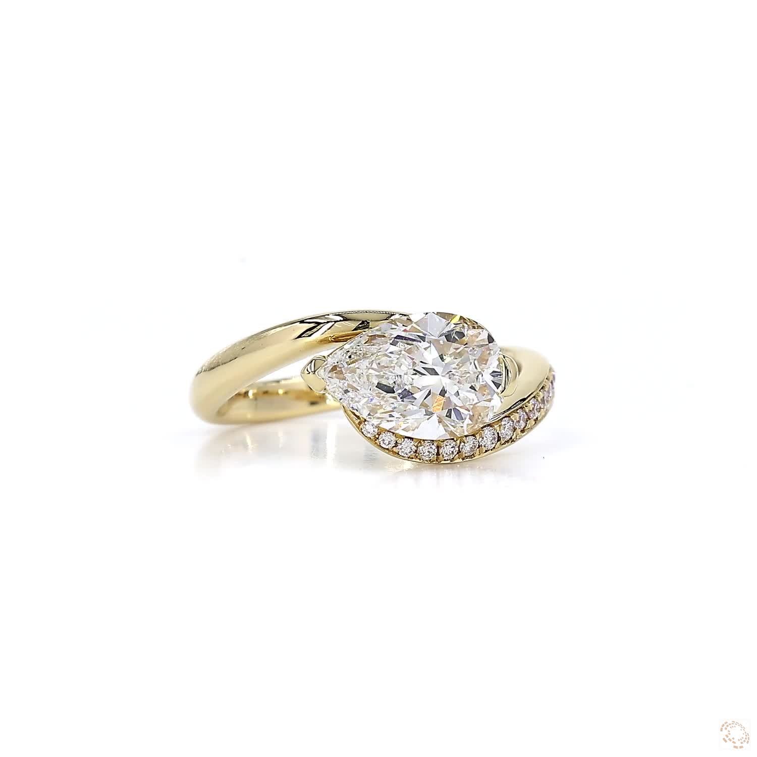 East-West Pear Shape Diamond Ring