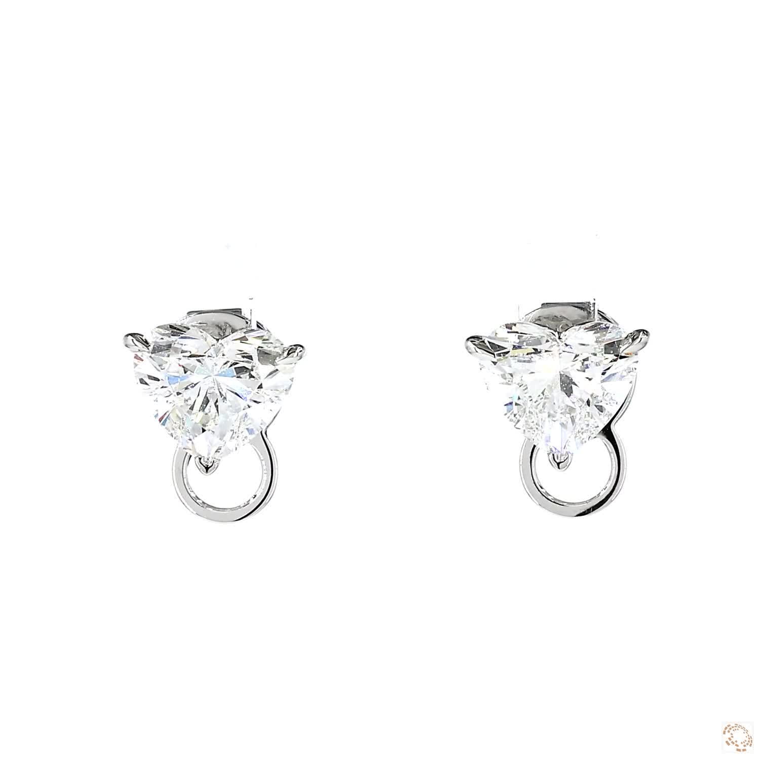 Heart Shaped Diamond Stud Earrings (1 carat per diamond)