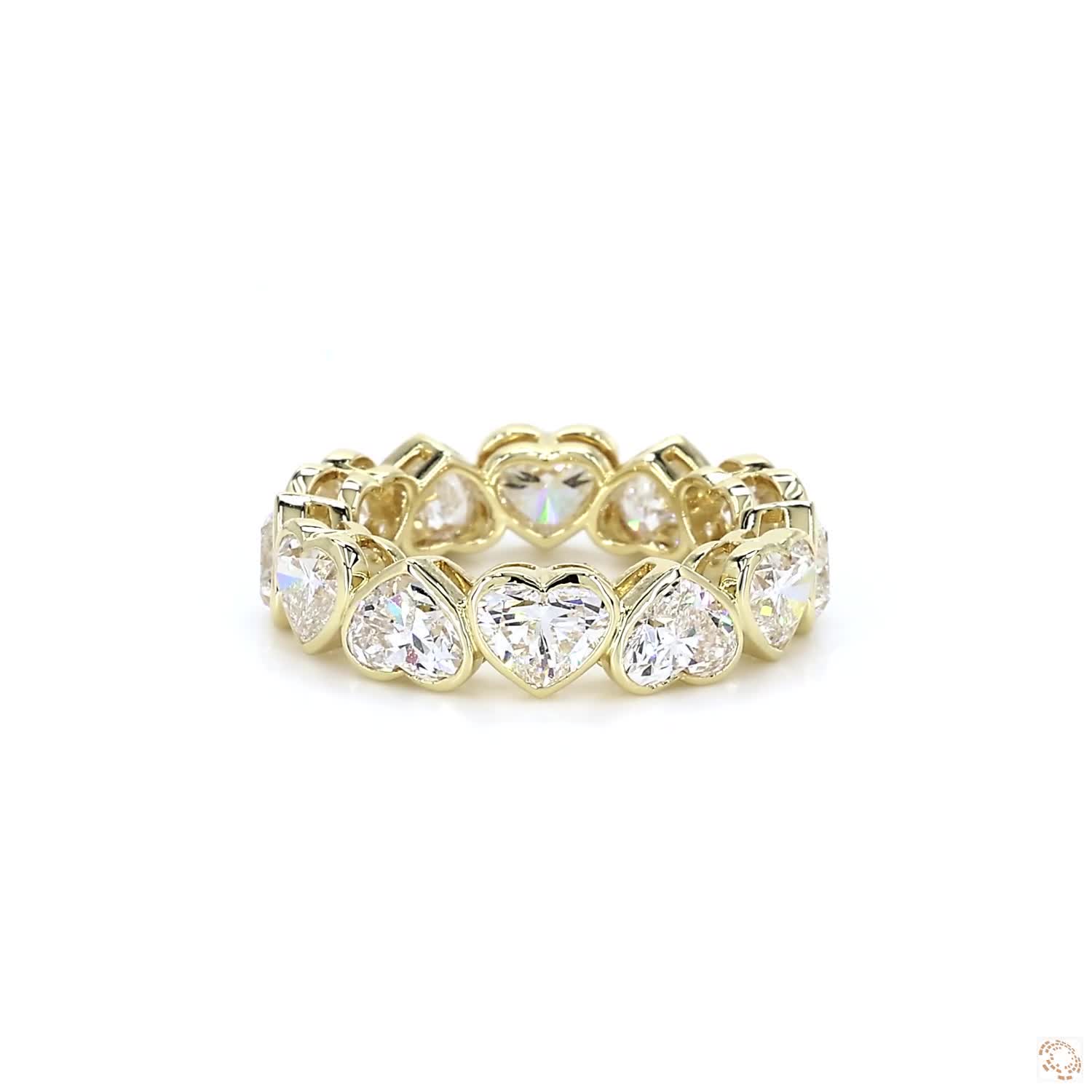 Heart Shape Lab Diamond Bezel Eternity Band