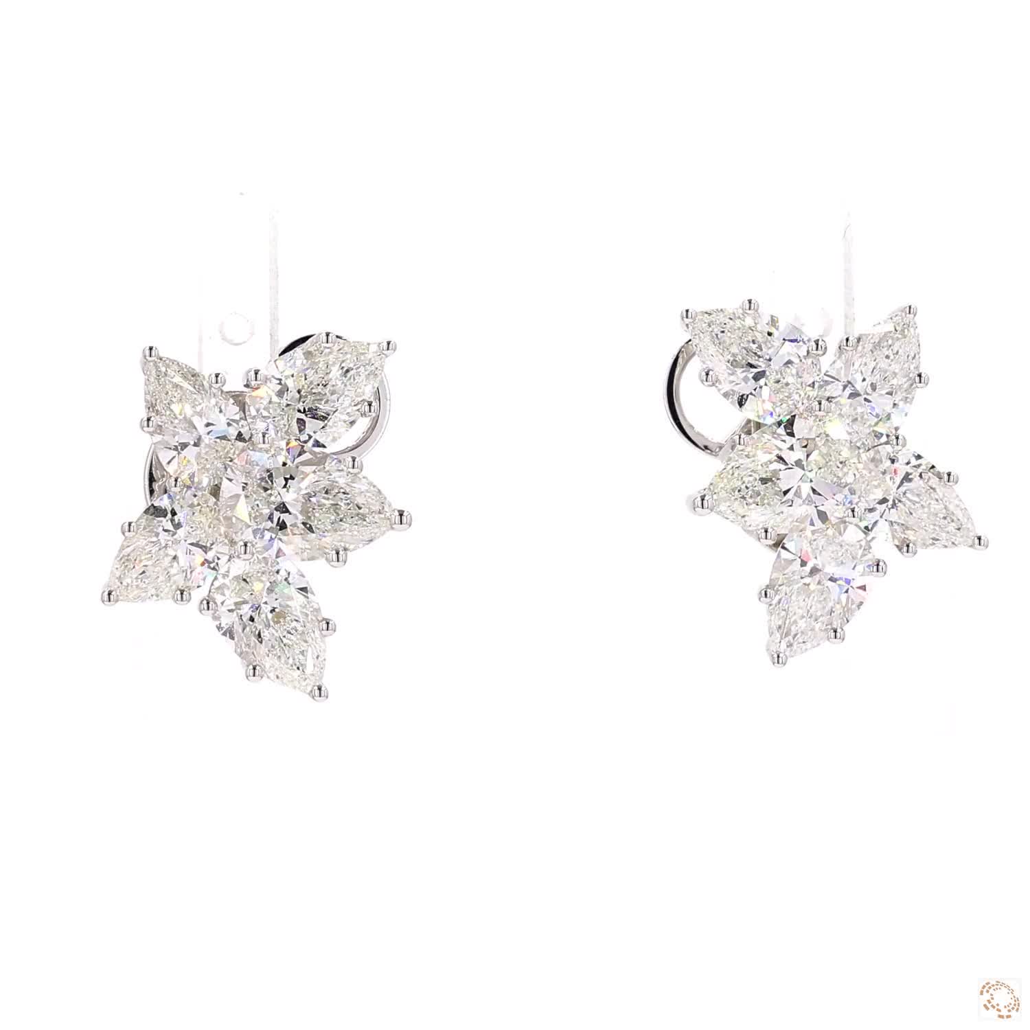 Pear Shaped Diamond Cluster Earrings (5.25 CTW)