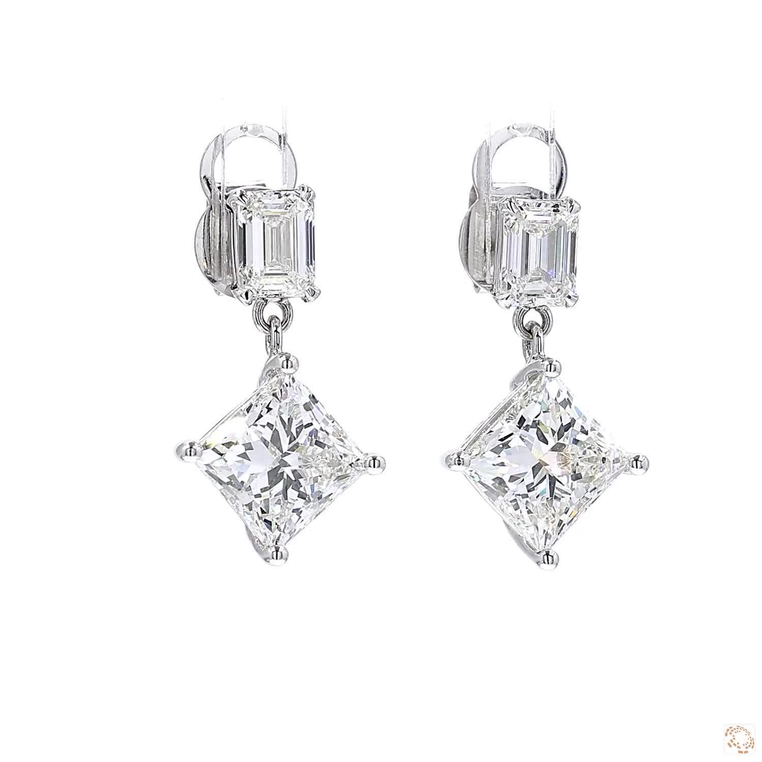Princess Diamond Drop  Earrings (2.80 ct per diamond)