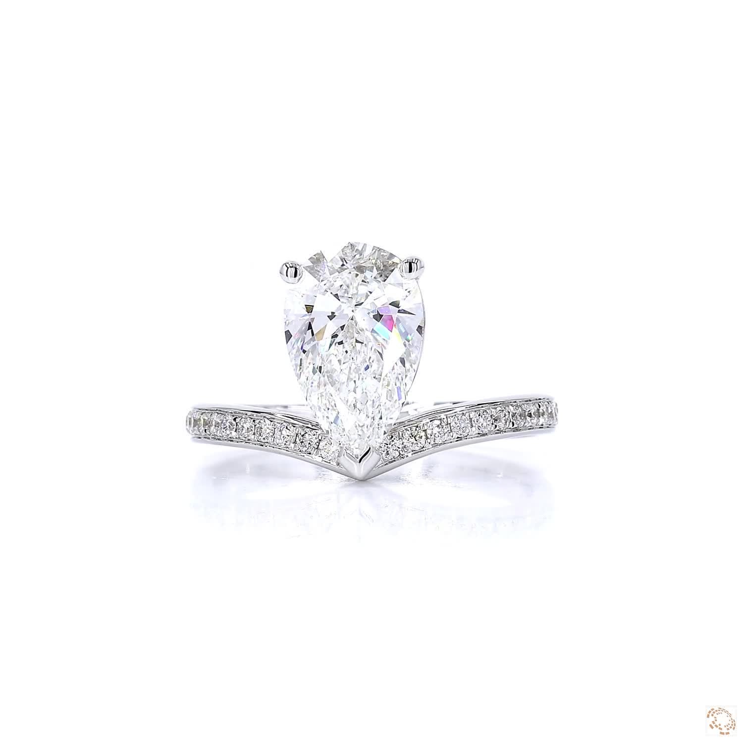 Pear Shape V Solitaire Engagement Ring