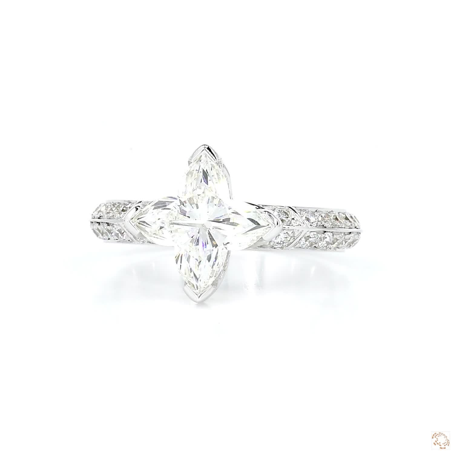 Flower Shape Lab Grown Diamond Ring with Pave