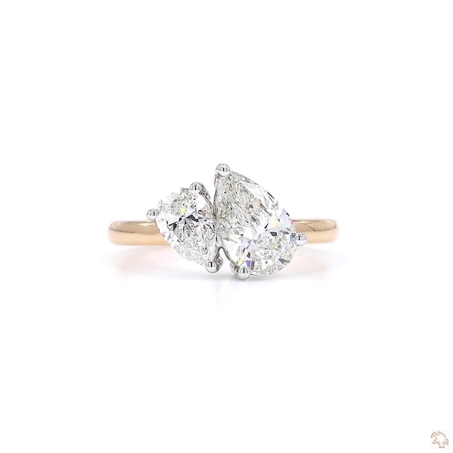 Toi et Moi Pear Diamond Cocktail Ring