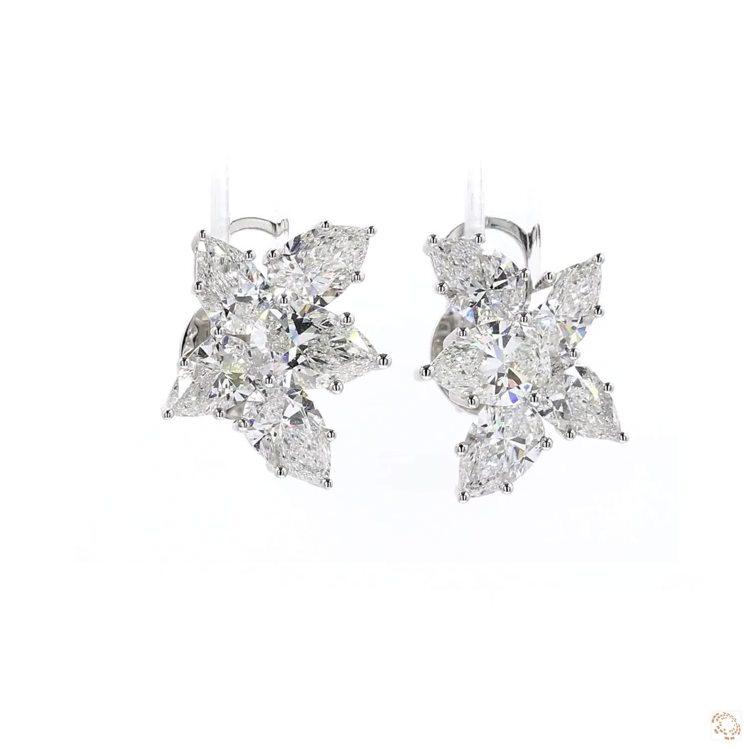 Pear Shaped Diamond Cluster Earrings (5.16 CTW)