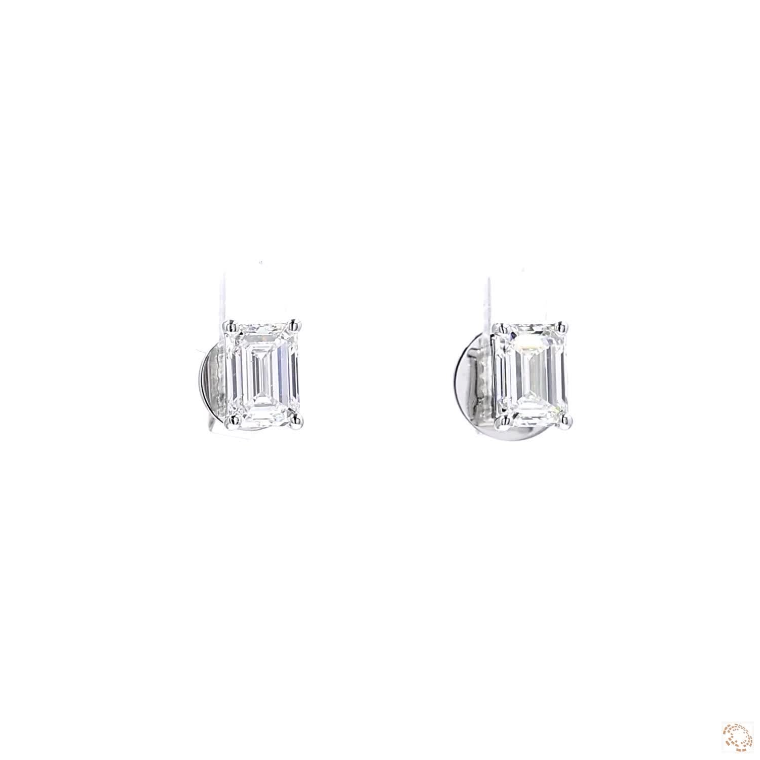 Emerald Cut Diamond Earring (0.7 ct. per diamond)