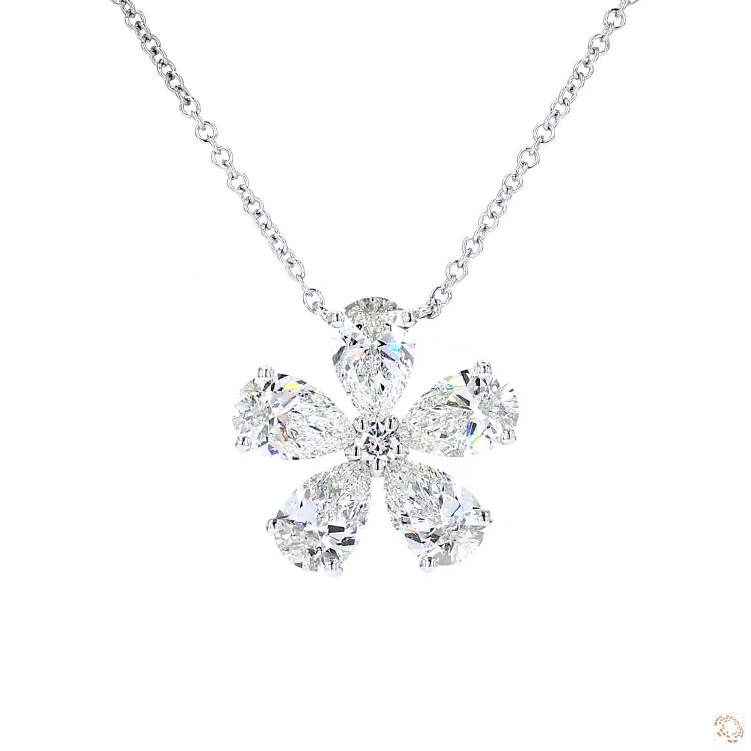 Lab-Grown Diamond Flower Stud Pendant
