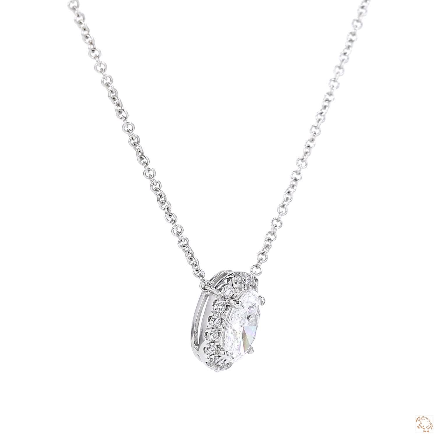 Oval Shape Diamond Halo Pendant
