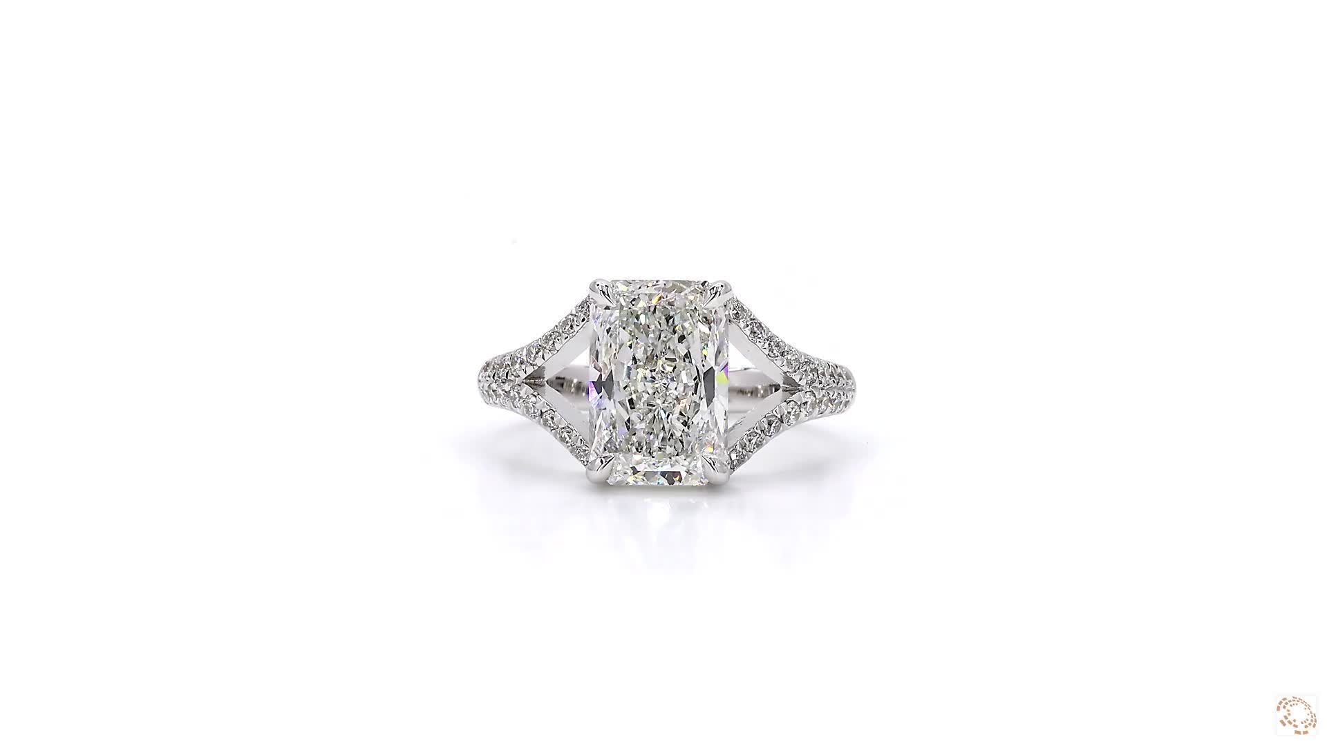 Pavé Y-Shank Emerald Cut Diamond Ring