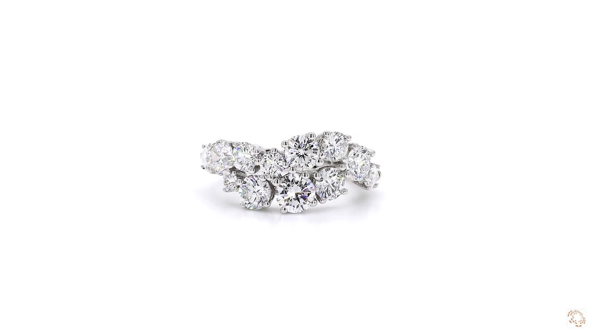Clustered Graduated Round Diamond Ring
