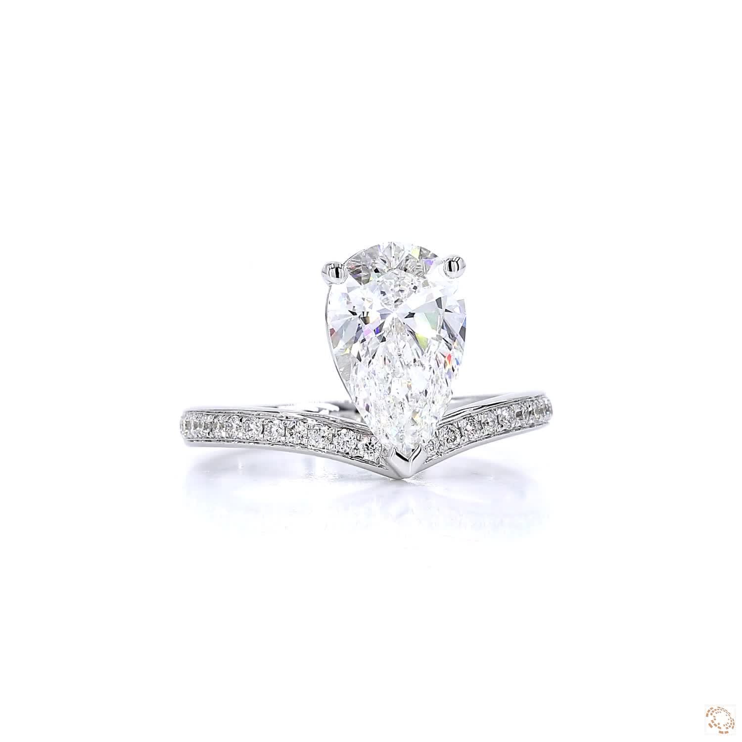 Pear Shape V Solitaire Engagement Ring