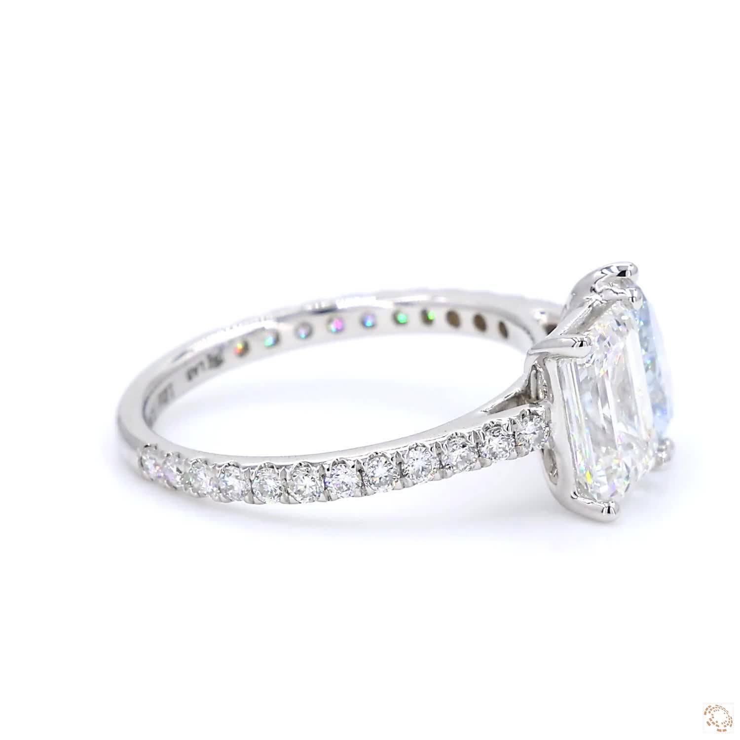 Toi et Moi Pear Shaped Blue Diamond and Emerald Diamond Cocktail Ring