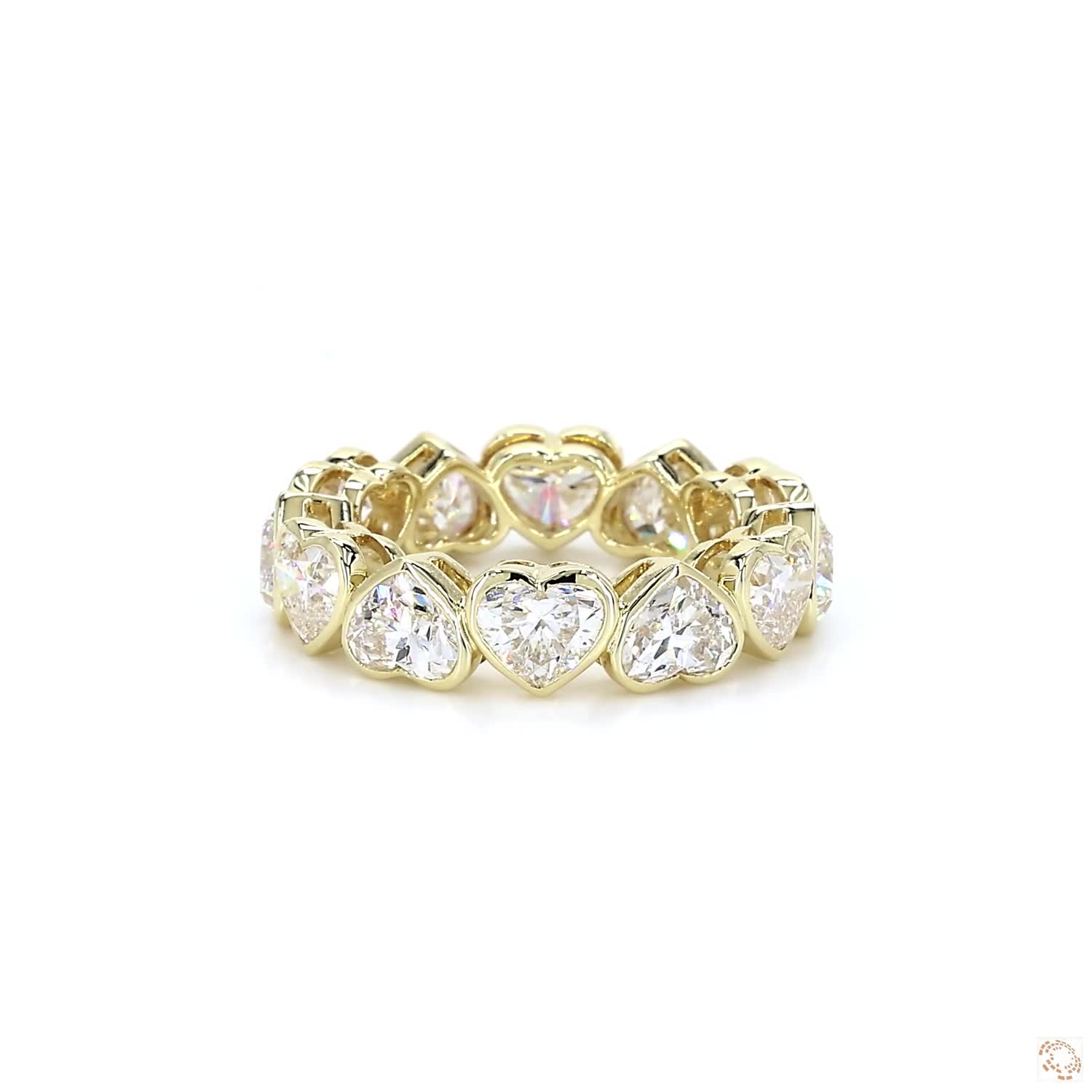 Heart Shape Lab Diamond Bezel Eternity Band