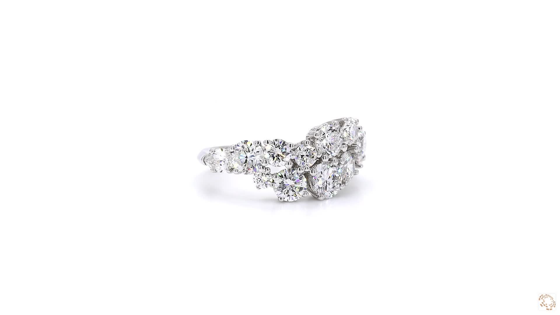 Clustered Graduated Round Diamond Ring
