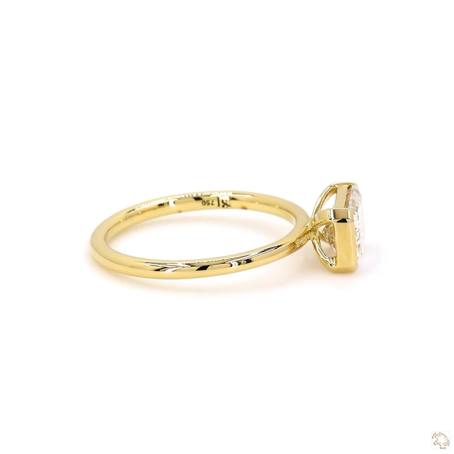 East West Emerald Diamond Engagement Ring