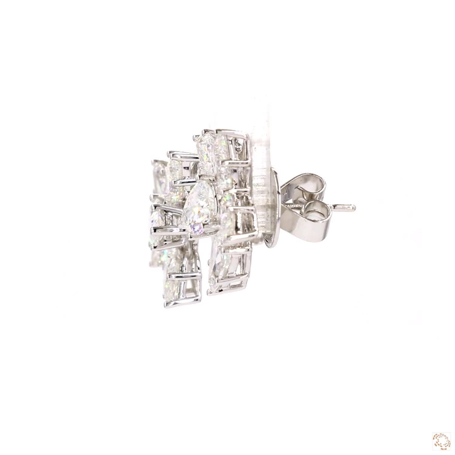 Pear Shaped Diamond Cluster Earrings (5.25 CTW)