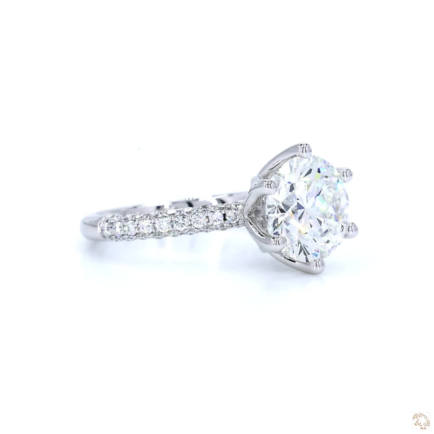 Triple Pavé 6-Prong Diamond Solitaire Engagement Ring