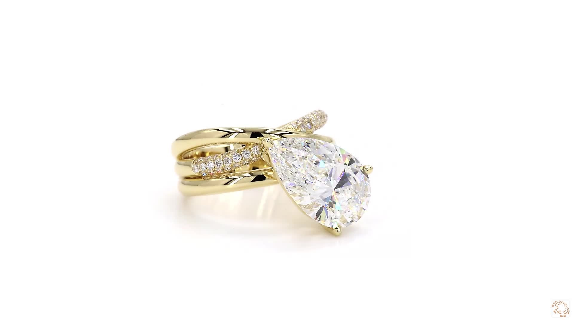 Triple Band Pear Diamond Engagement Ring