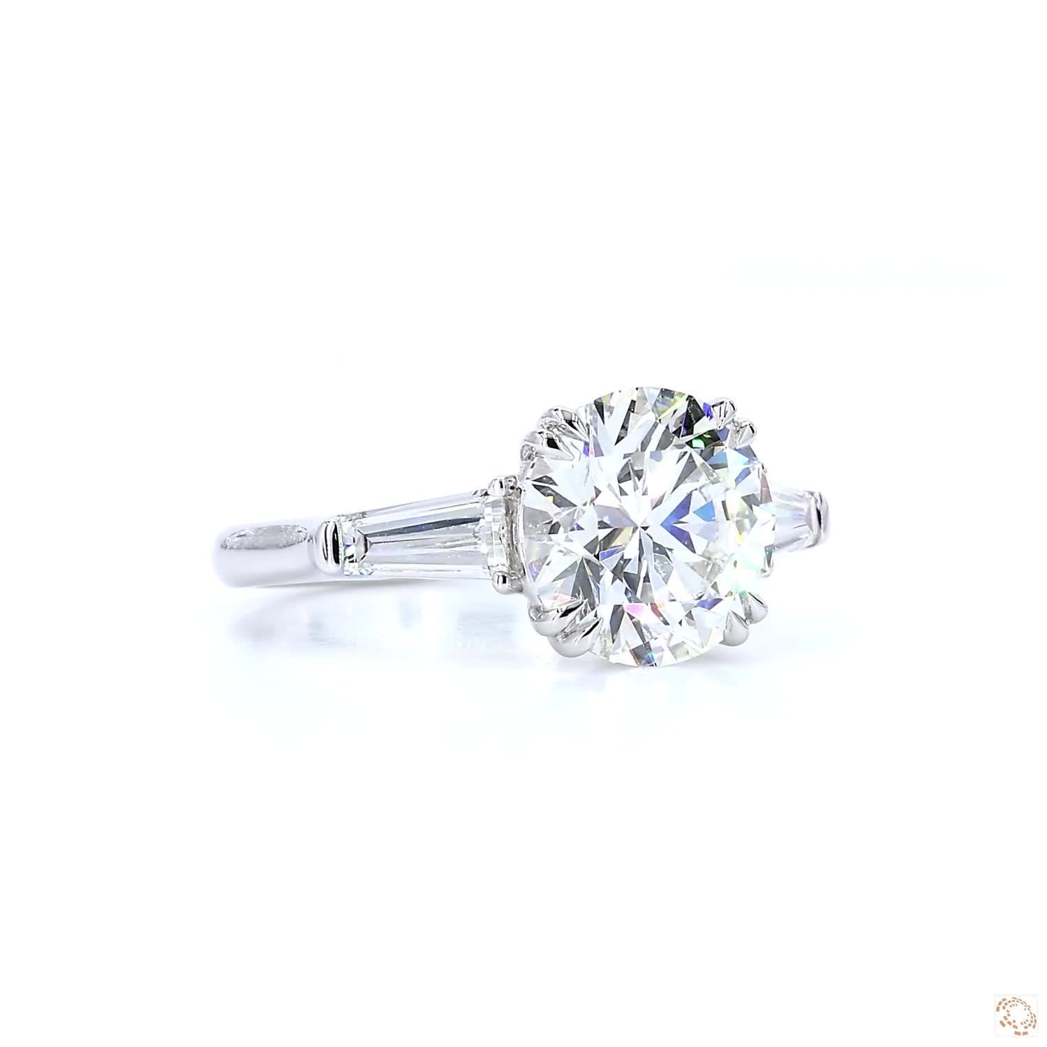 Round & Baguette Shape Diamond Engagement Ring