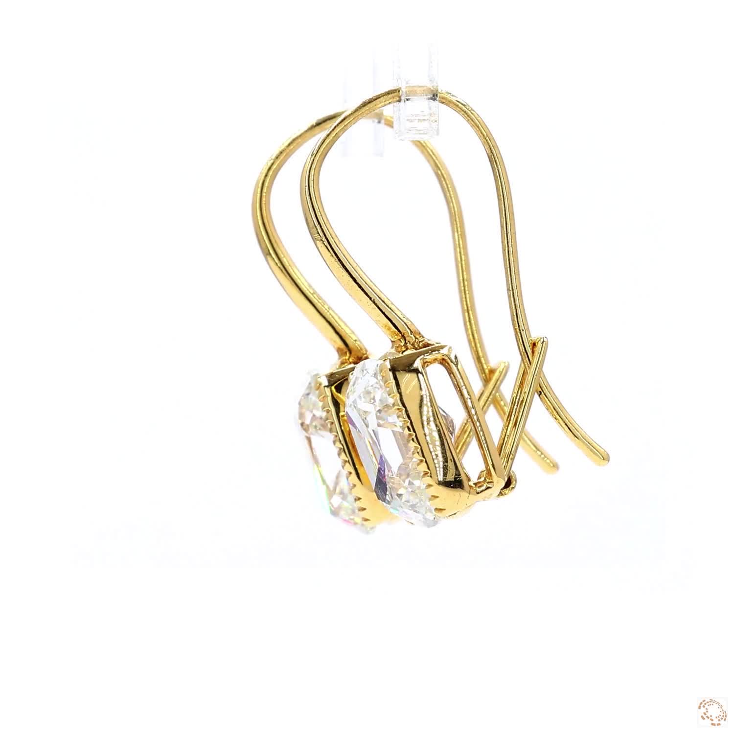 Half Bezel Cushion Shaped Diamond Hook Earrings (Over 3 ct per diamond)