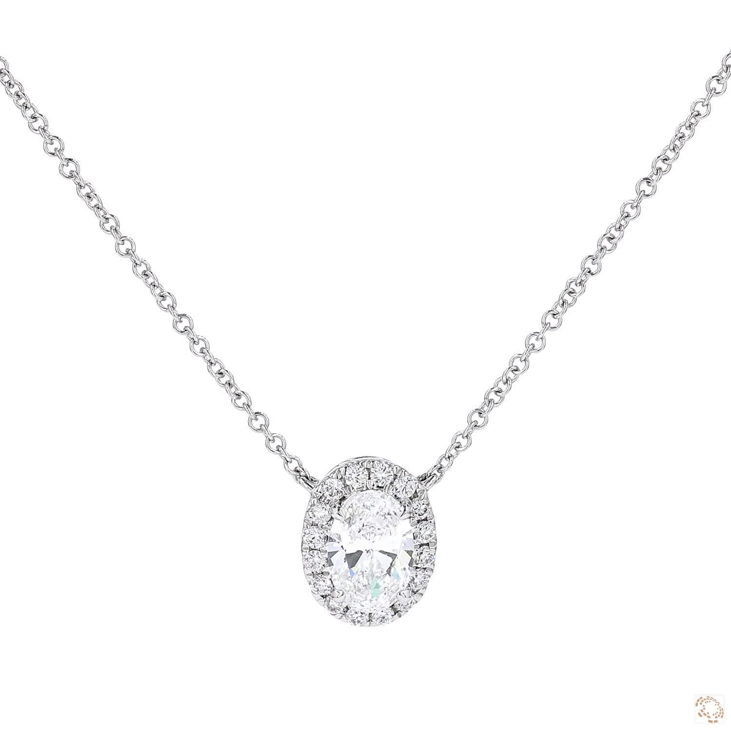 Oval Shape Diamond Halo Pendant