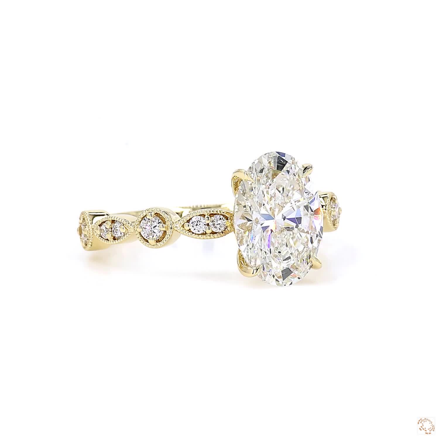 Milgrain Oval Engagement Ring (2.06 ct per Diamond)