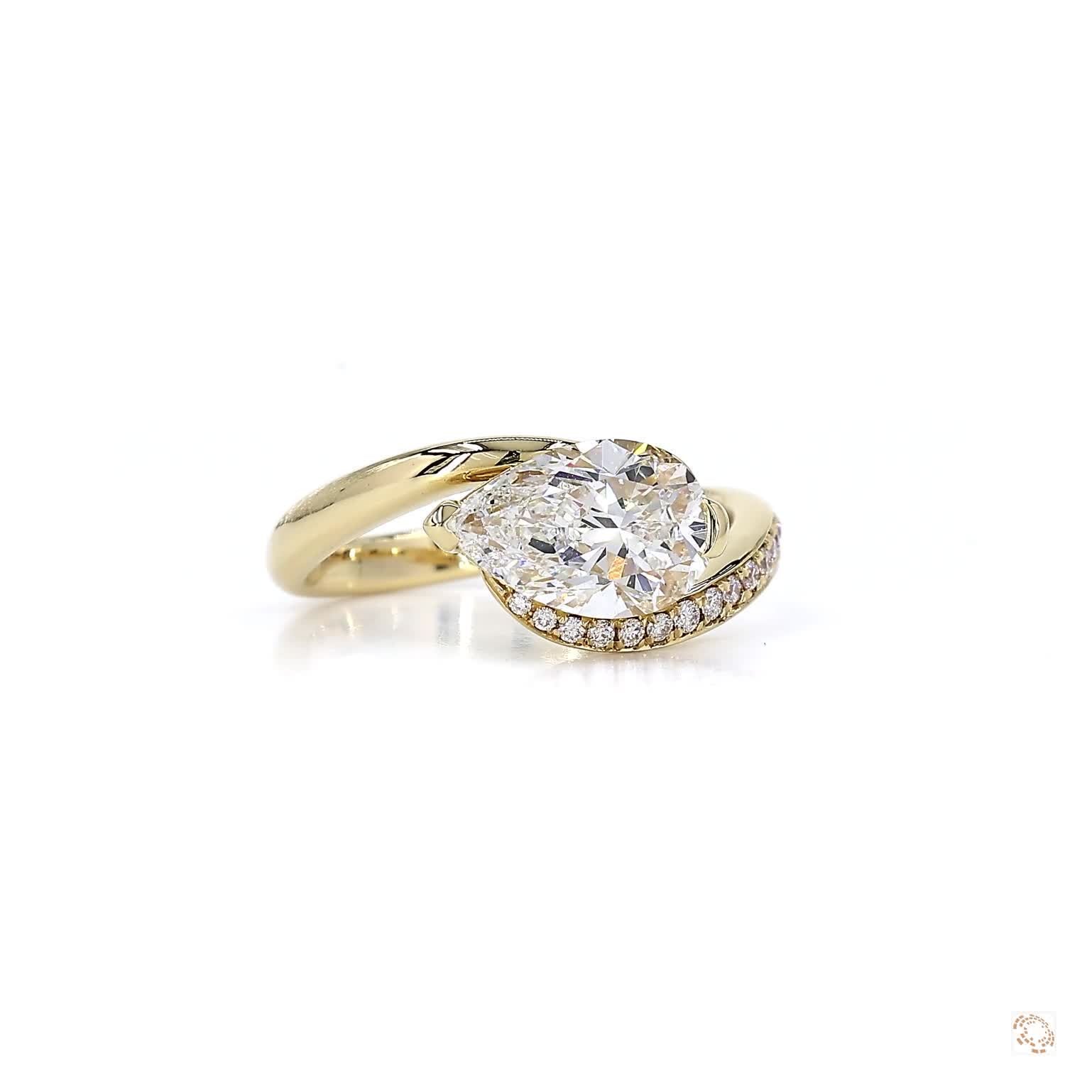 East-West Pear Shape Diamond Ring