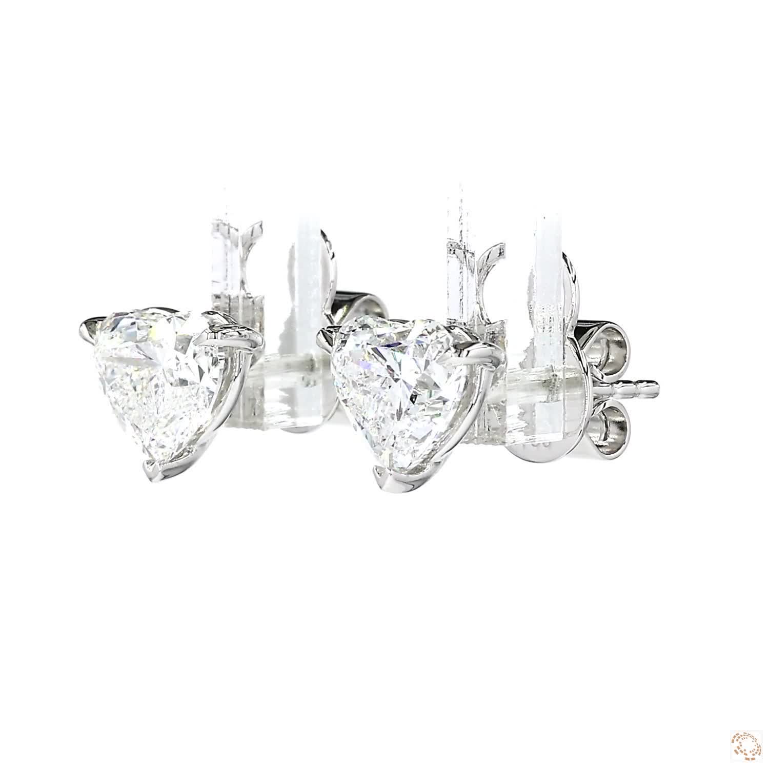Heart Shaped Diamond Stud Earrings (1.5 carat per diamond)