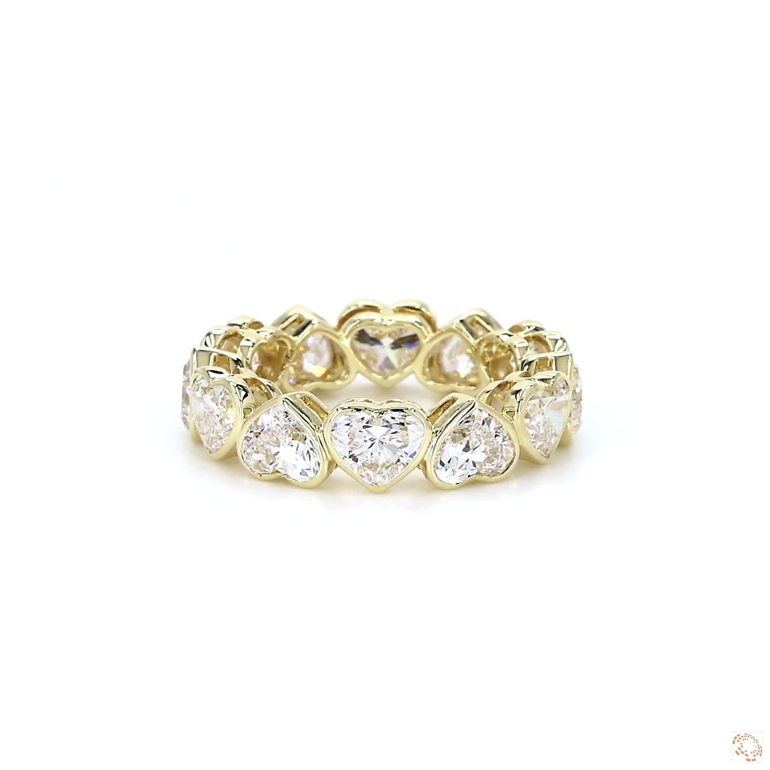 Heart Shape Lab Diamond Bezel Eternity Band
