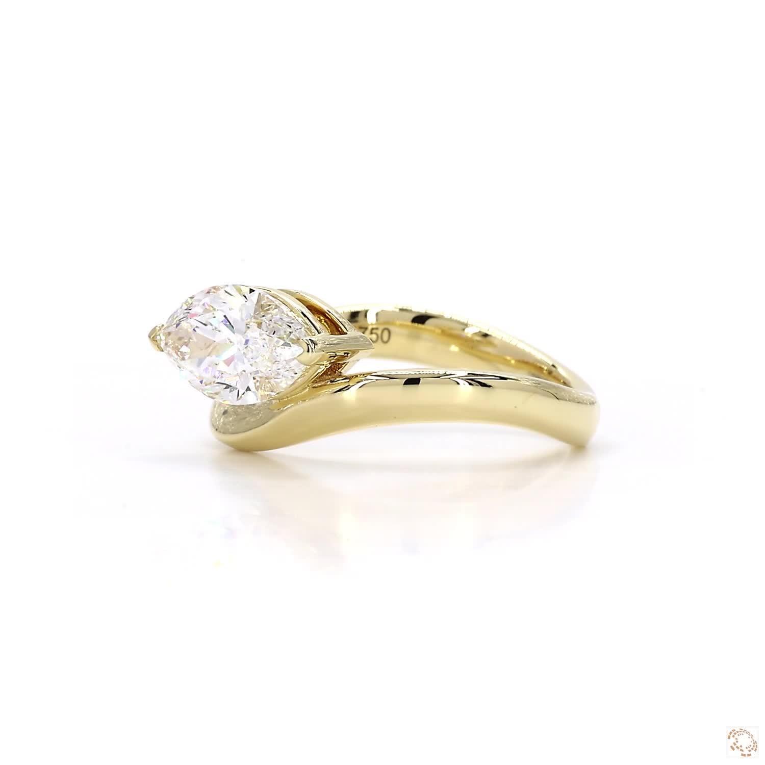East-West Marquise Swirl Diamond Ring