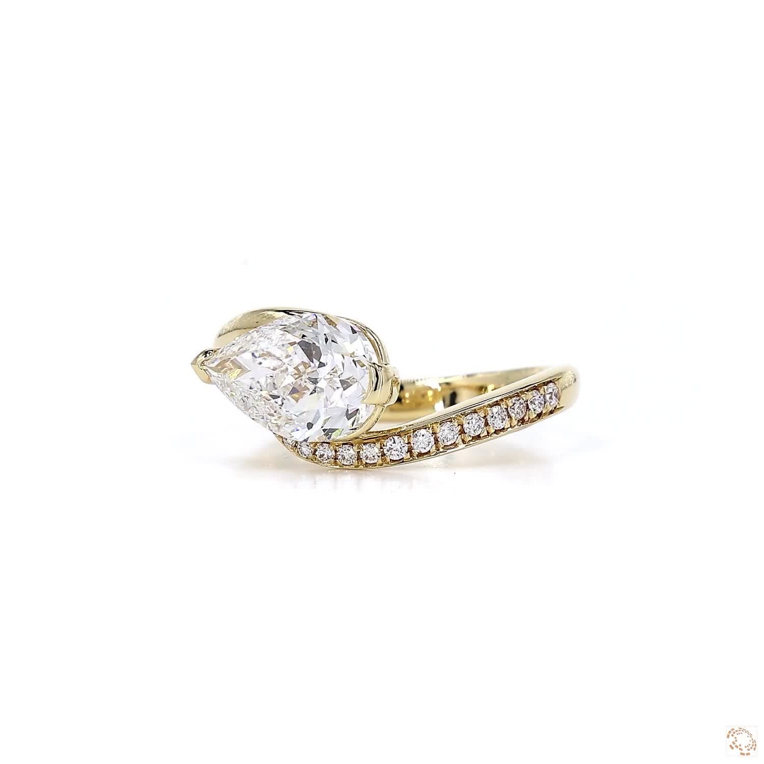 East-West Pear Shape Diamond Ring
