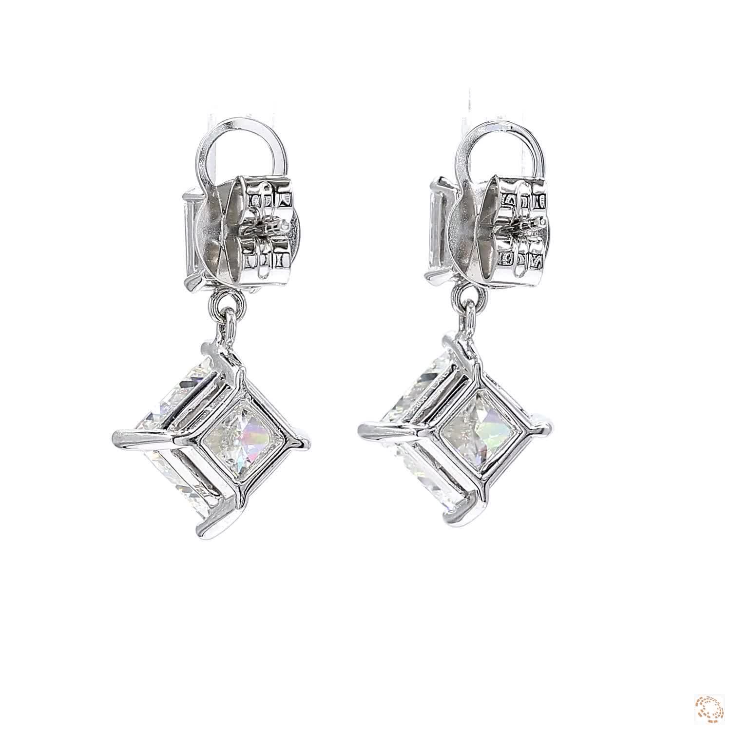 Princess Diamond Drop Earrings (2.80 ct per diamond)
