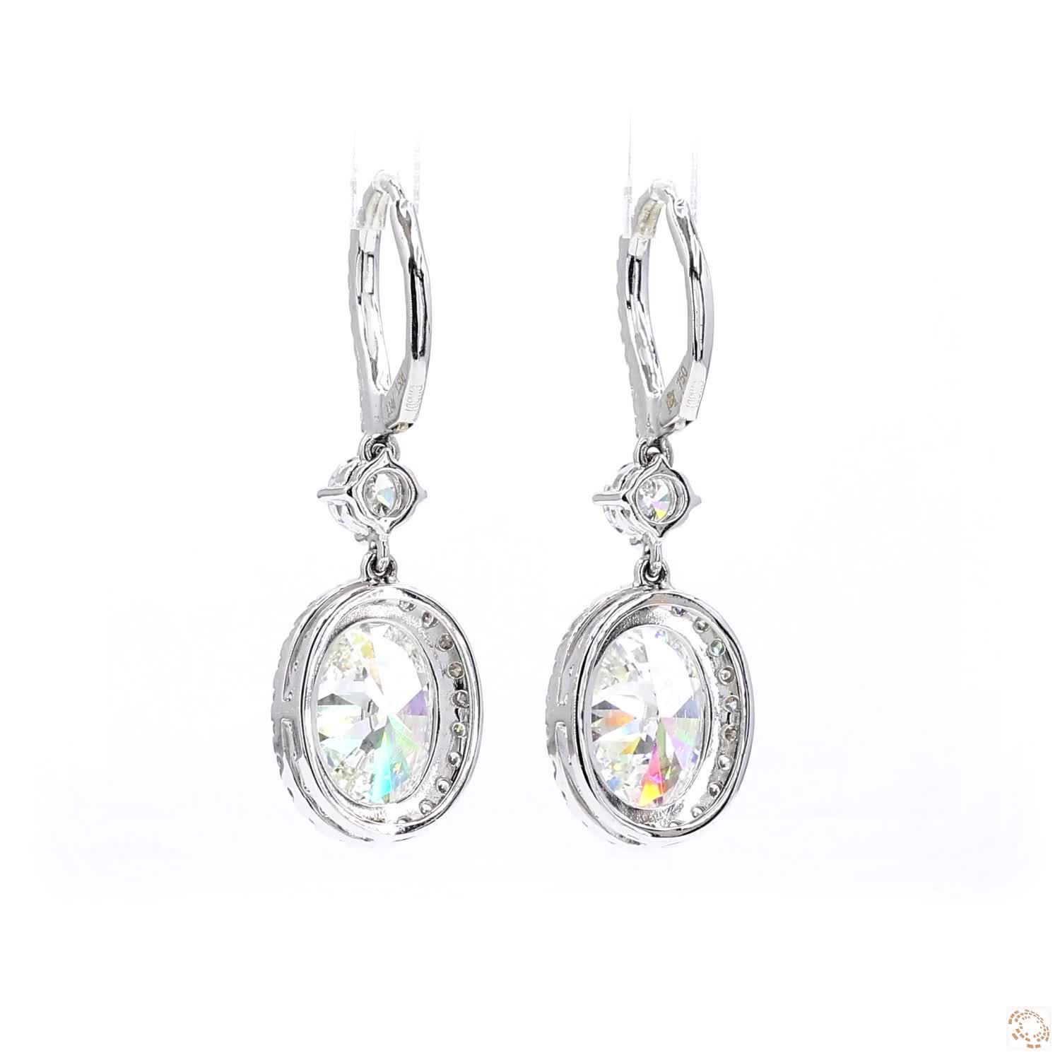 Oval Shaped Diamond Drop Earring (3 ct Each G color)