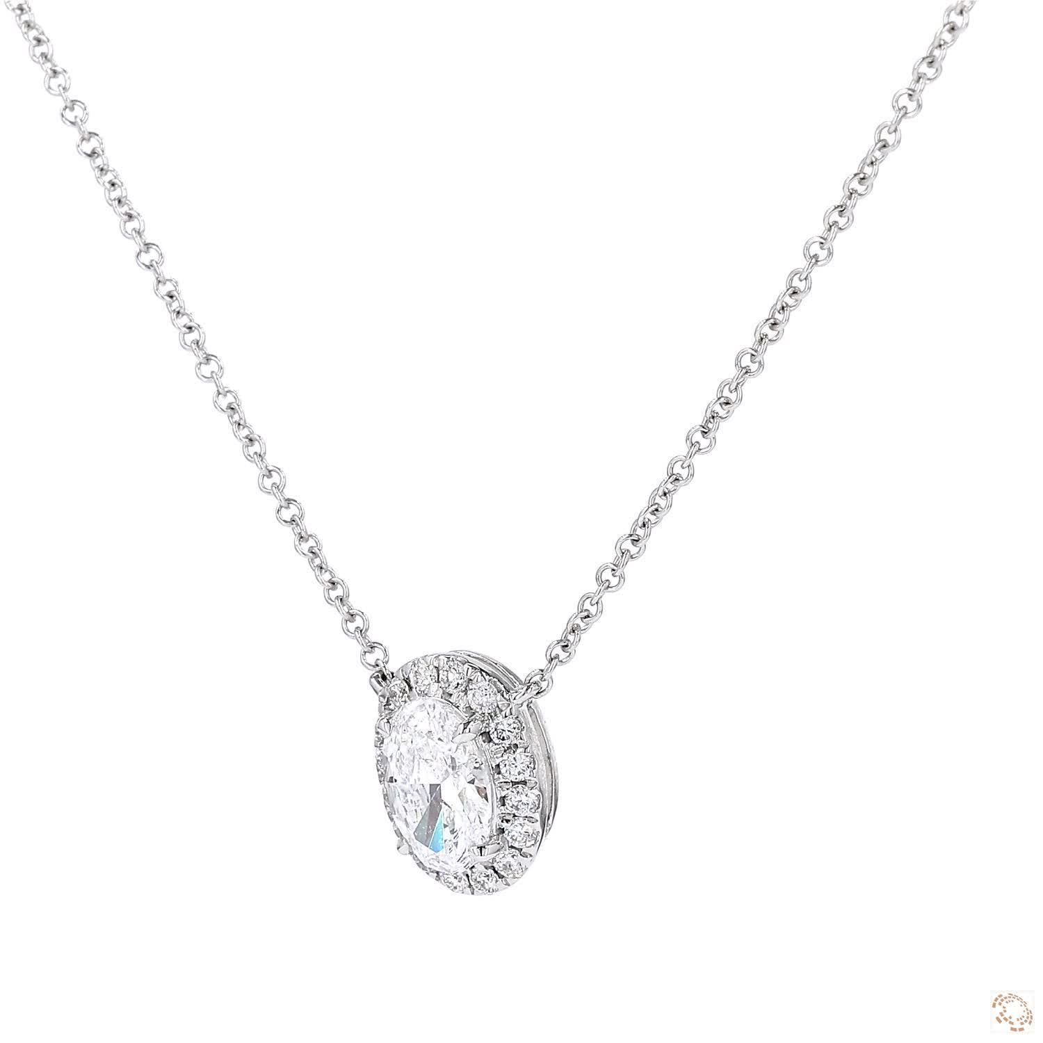 Oval Shape Diamond Halo Pendant