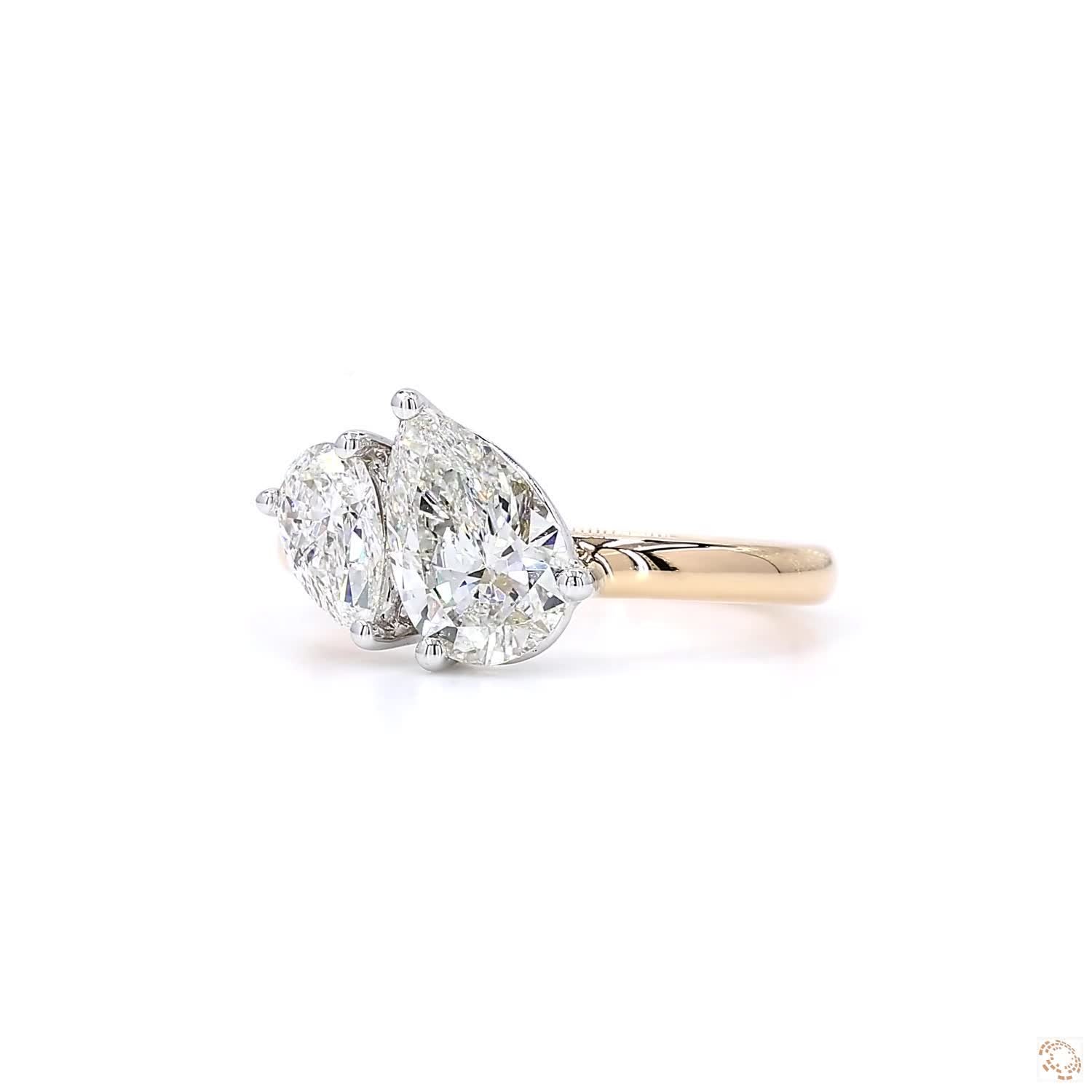 Toi et Moi Pear Diamond Cocktail Ring