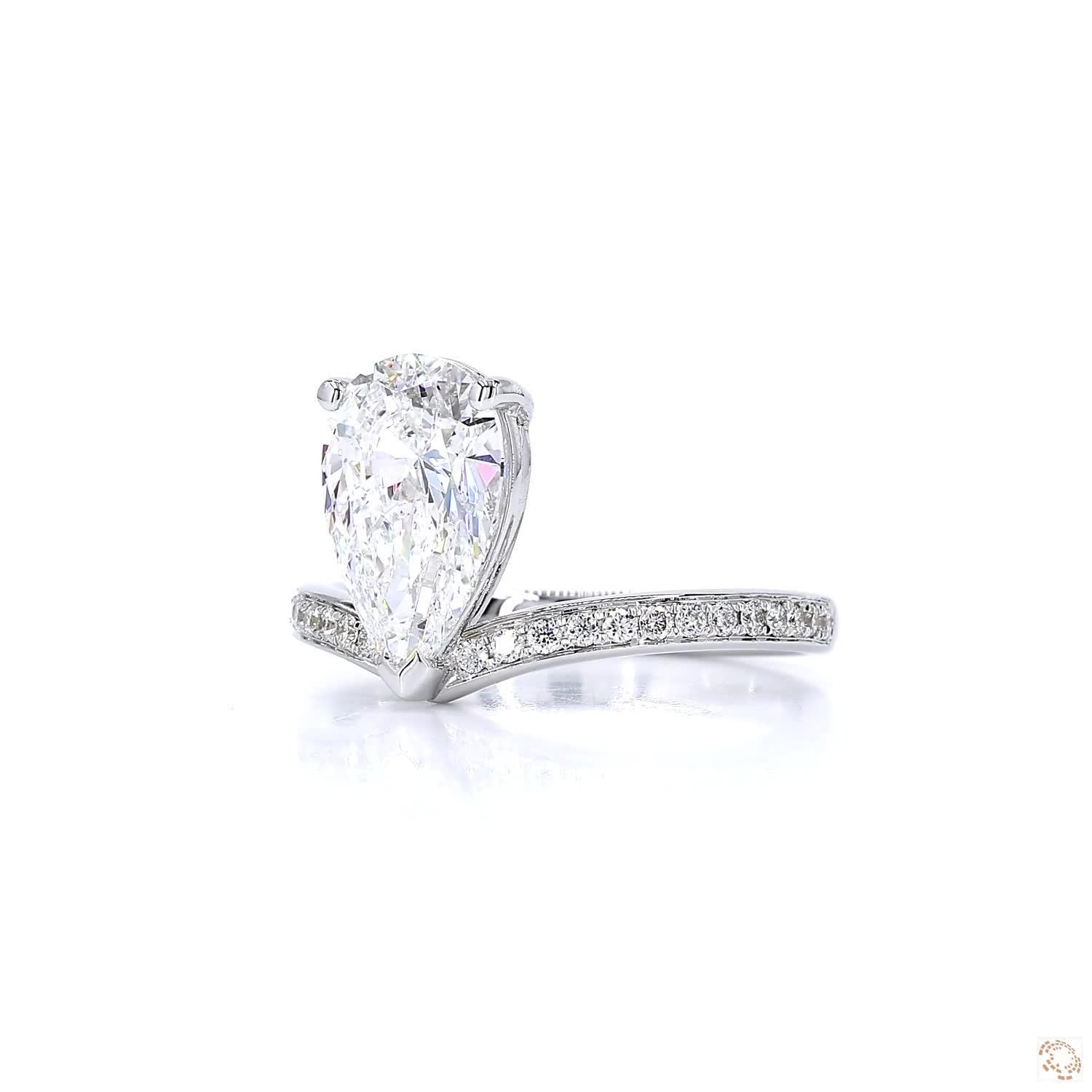 Pear Shape V Solitaire Engagement Ring
