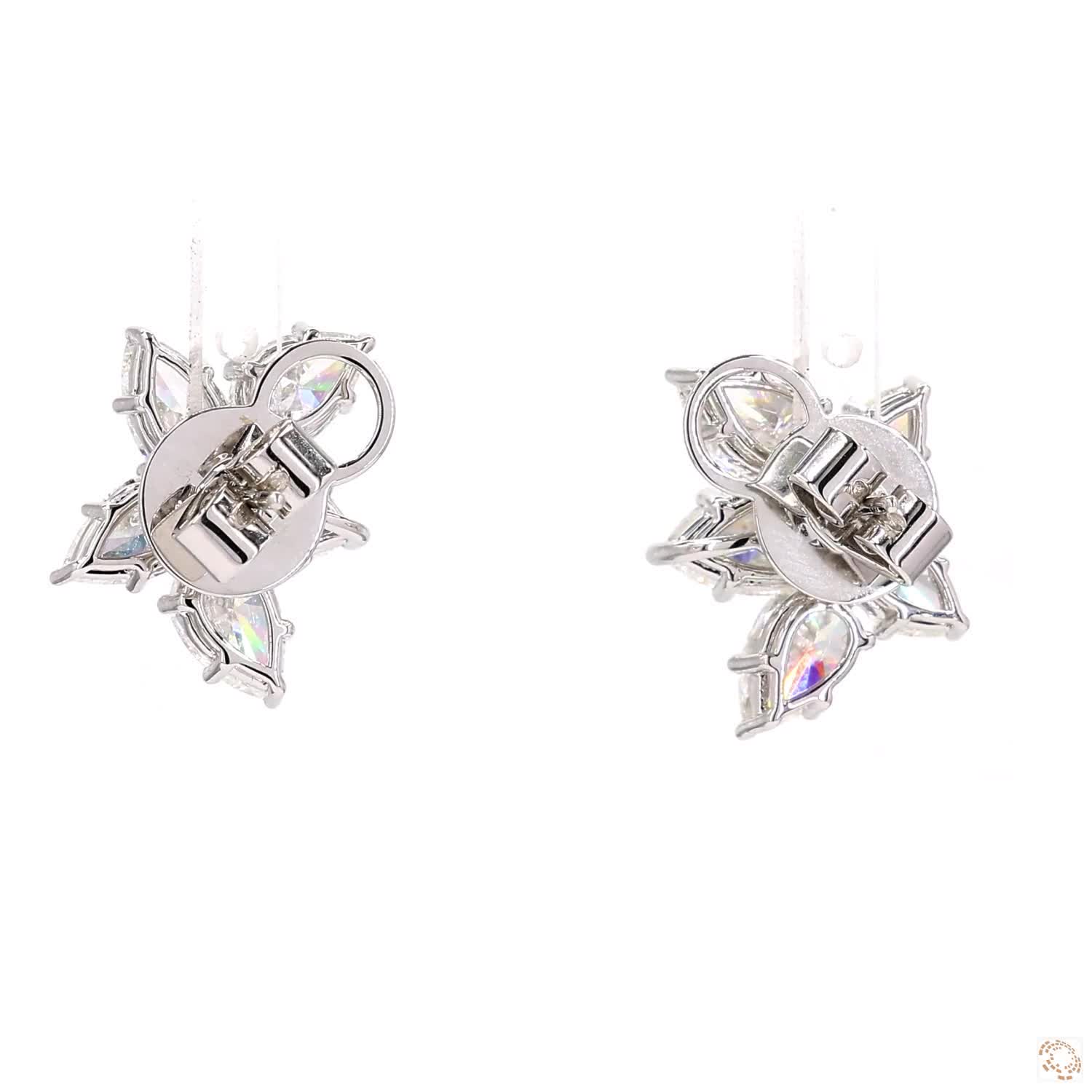 Pear Shaped Diamond Cluster Earrings (5.25 CTW)