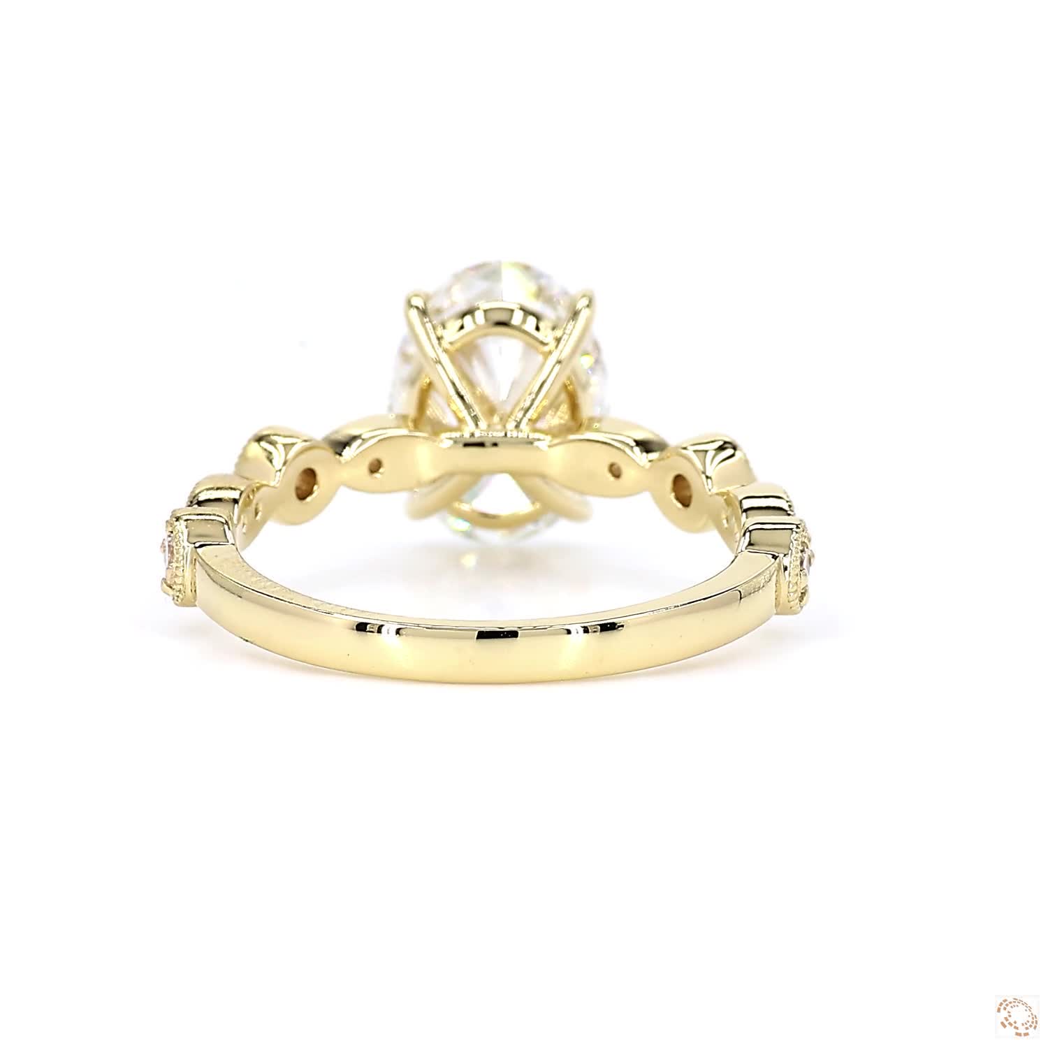 Milgrain Oval Engagement Ring (2.06 ct per Diamond)
