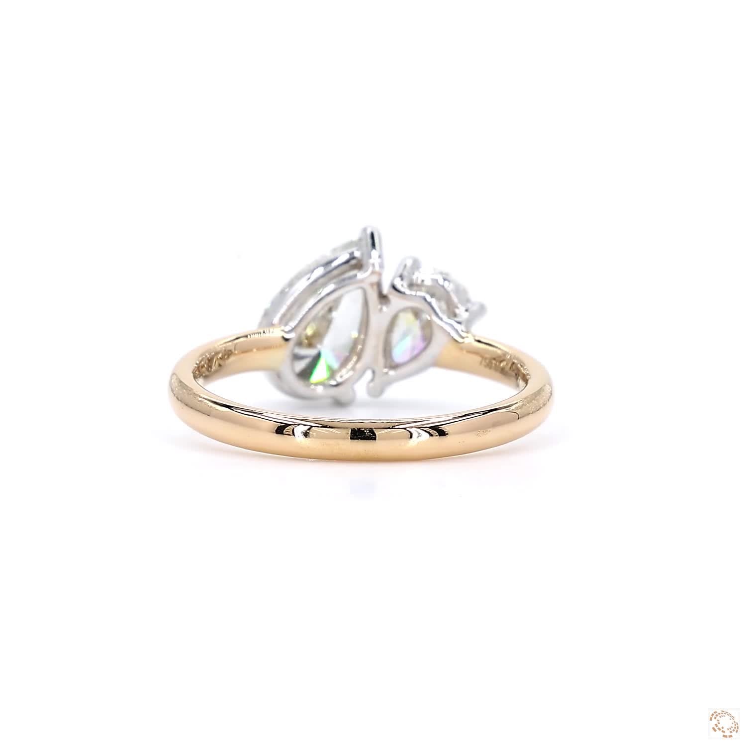 Toi et Moi Pear Diamond Cocktail Ring