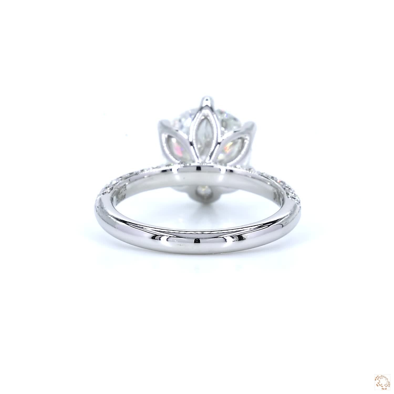 Triple Pavé 6-Prong Diamond Solitaire Engagement Ring