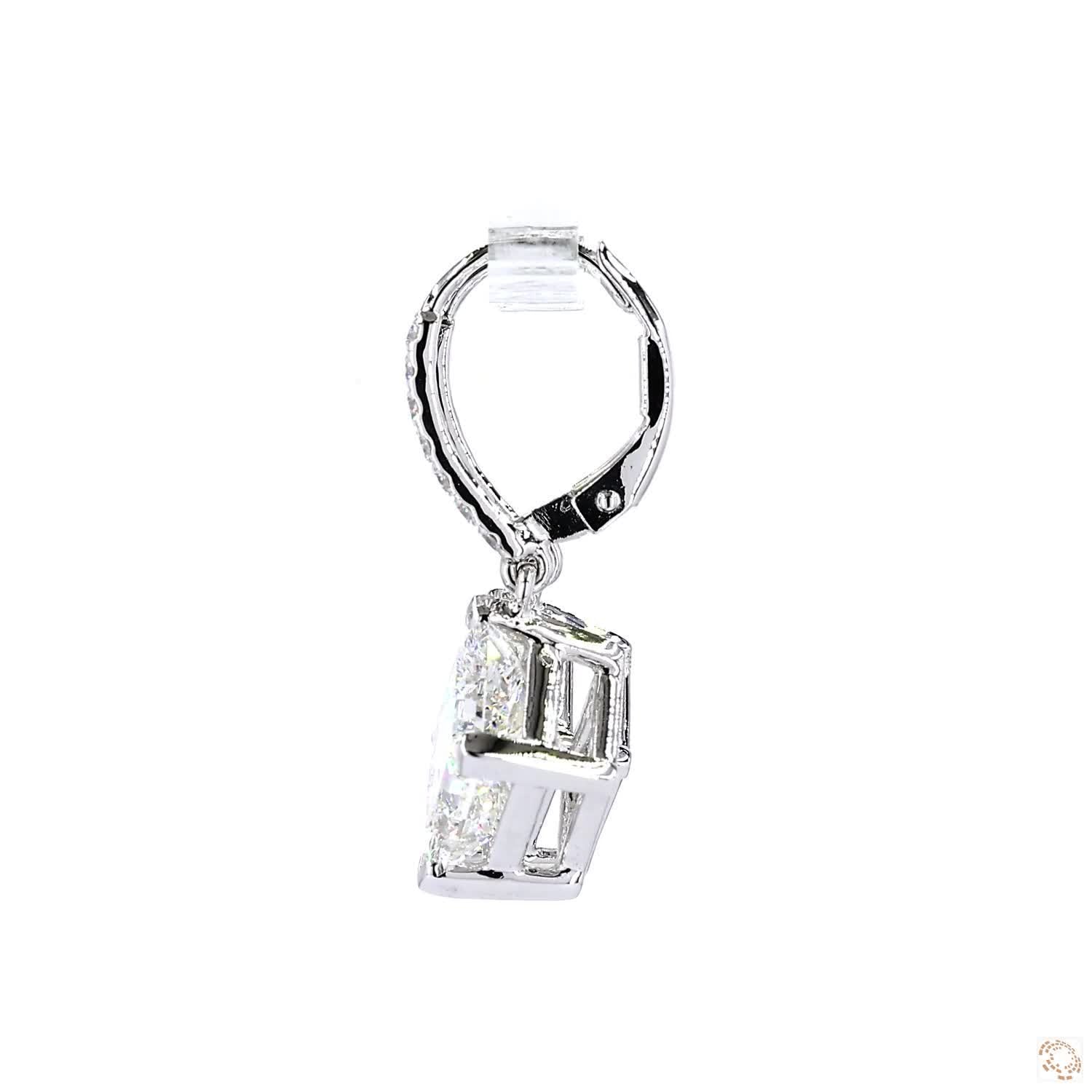 Princess Diamond Drop Hoop Earrings (3.5 ct per diamond)