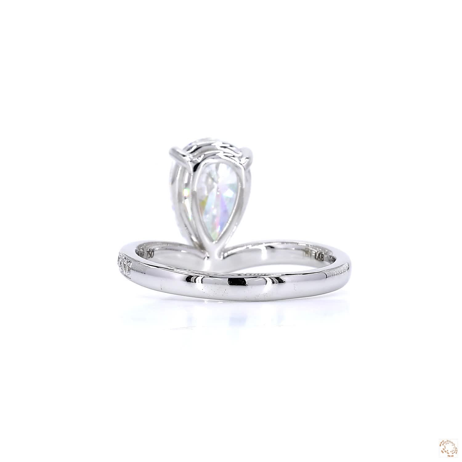 Pear Shape V Solitaire Engagement Ring