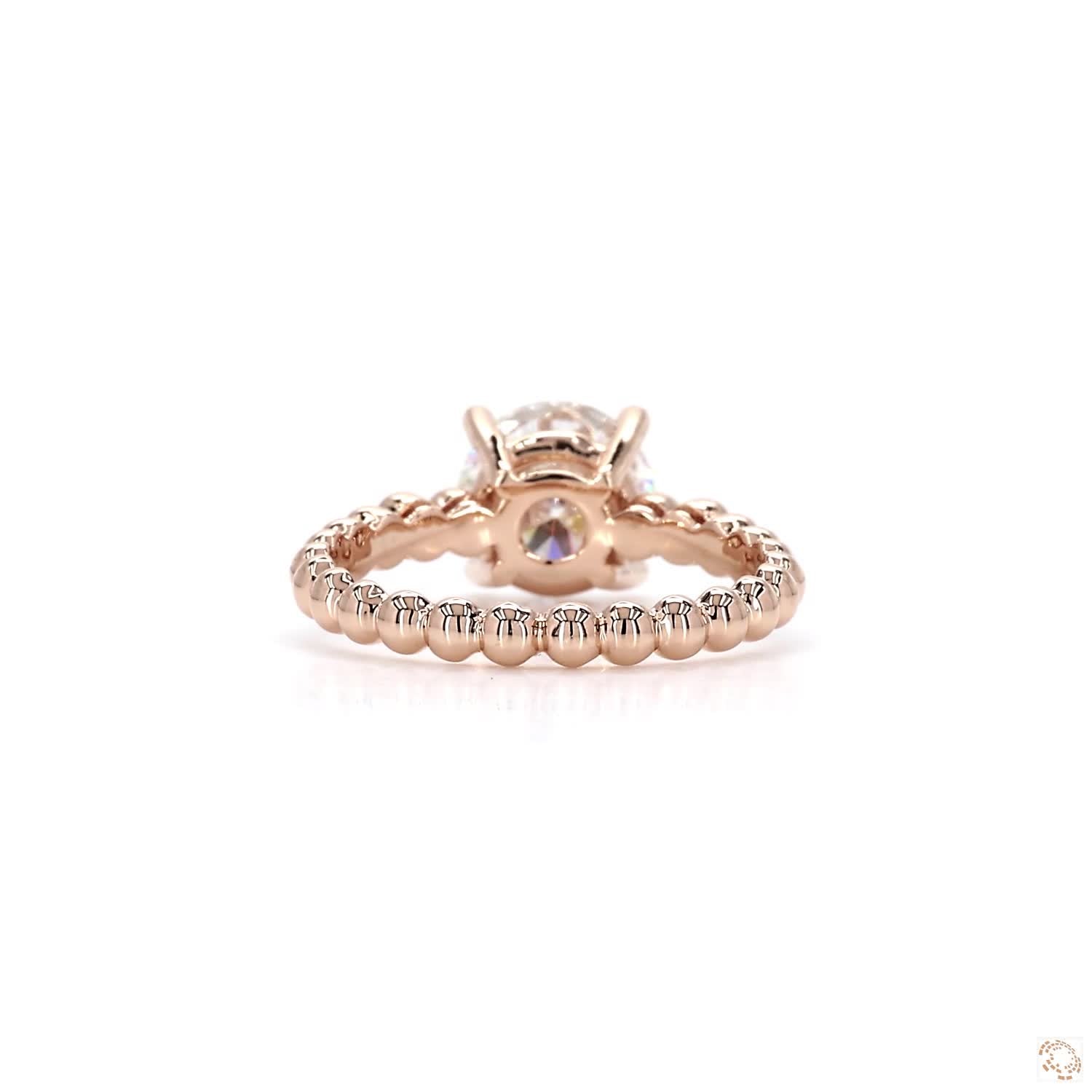 Beaded Solitaire Round Diamond Engagement Ring
