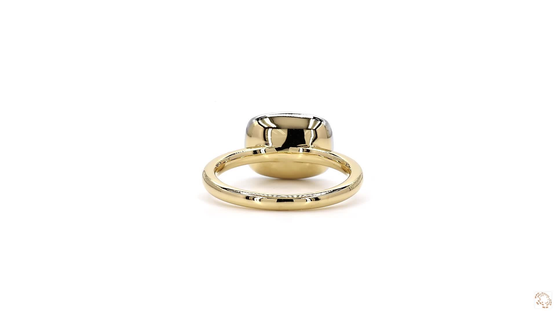 East-West Button Back Cushion Diamond Ring
