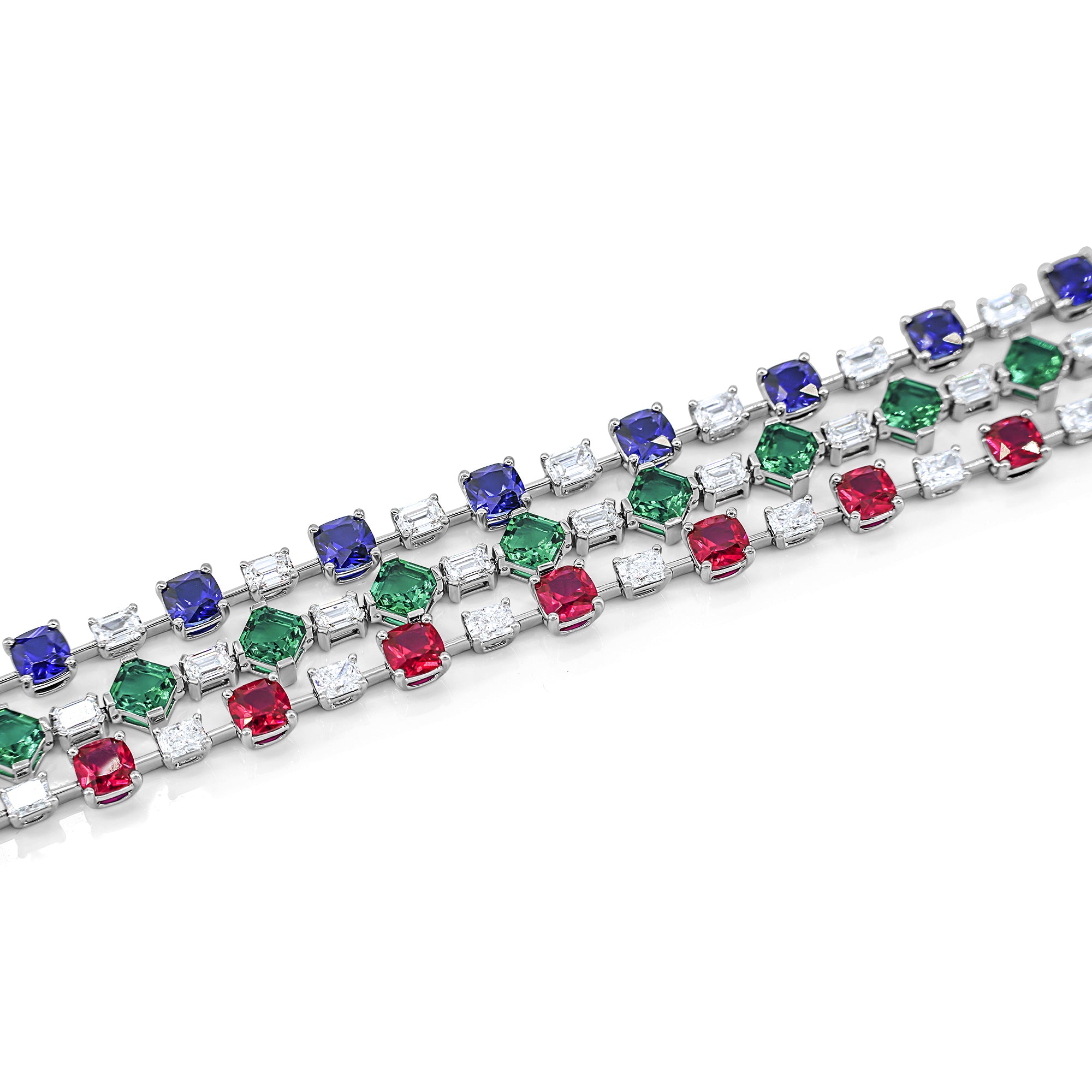 Green Emeralds & Diamonds Tennis Bracelet