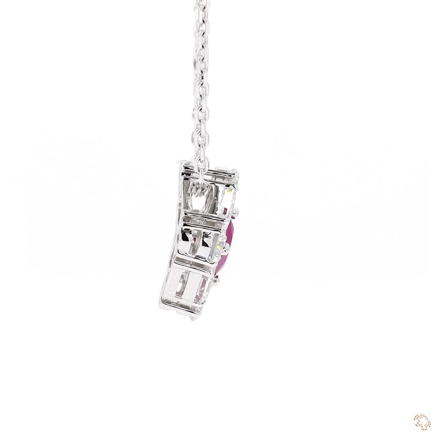 Cushion Shape Red Ruby and Diamond Pendant