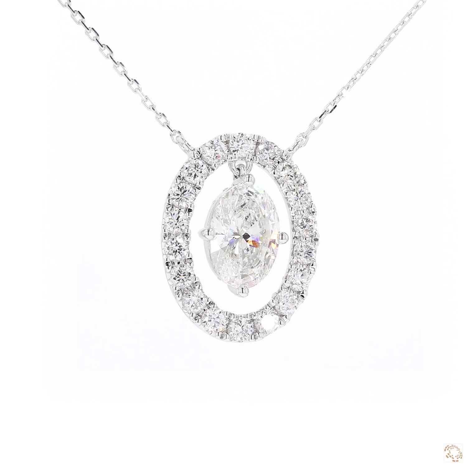 Floating Oval Diamond Pendant