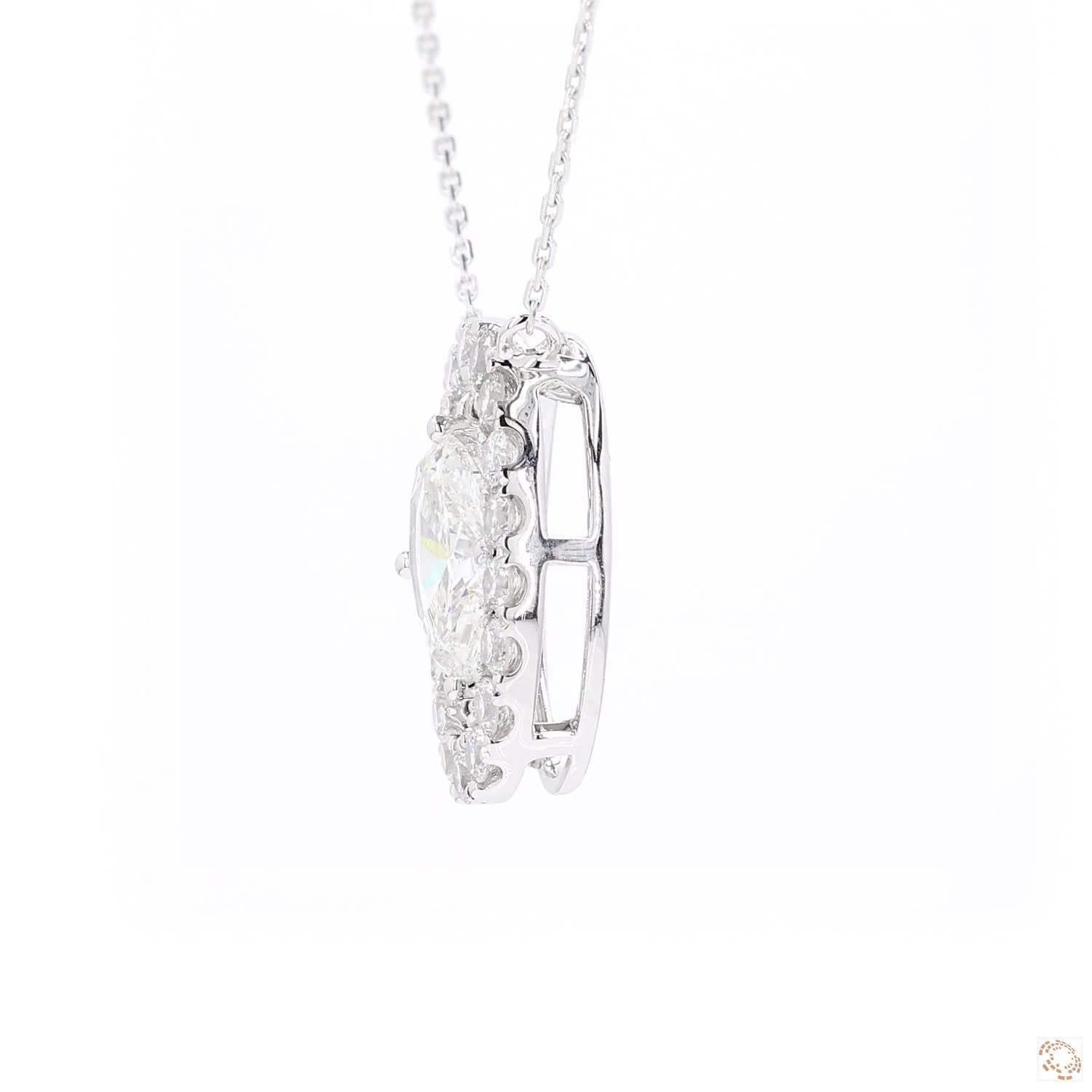 Floating Oval Diamond Pendant