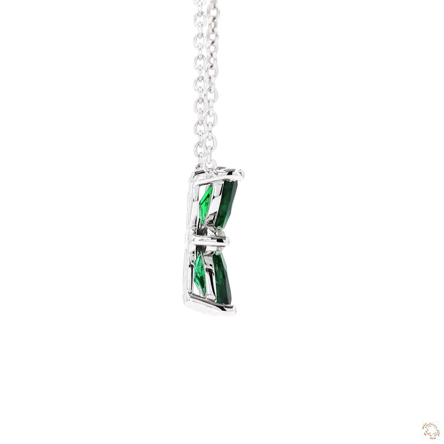 Marquise Shape Green Emerald and Diamond Pendant